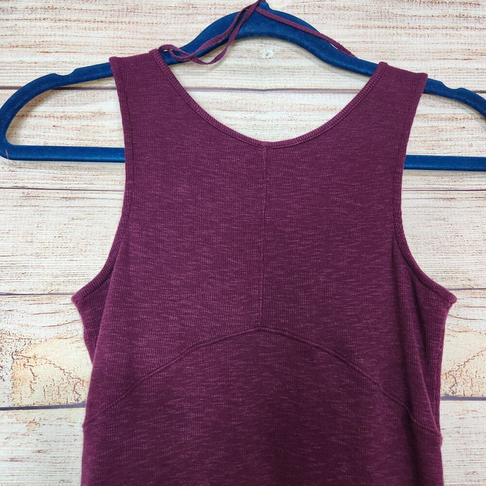 Free People Emmy Lou Ribbed Tank Top Lace Up Tie Front Purple Wine Size S/P - Picture 10 of 15
